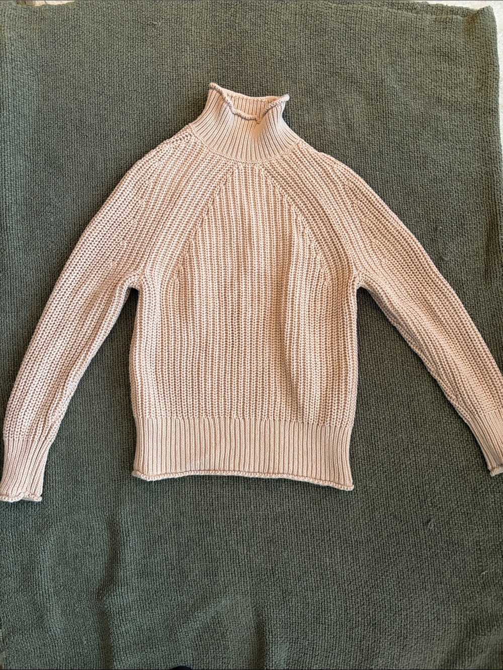 J. Crew Blush Ribbed Turtleneck Sweater